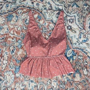 Kortni Jeane Pink Star Print V Neck Bikini Top SZ S NWT